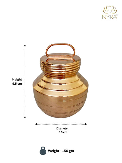 Pure Copper Gangajali with Lid | Traditional Kalash for Pooja, Hawan, and Religious Use - Handmade Tamba Lota for Ganga Jal Storage