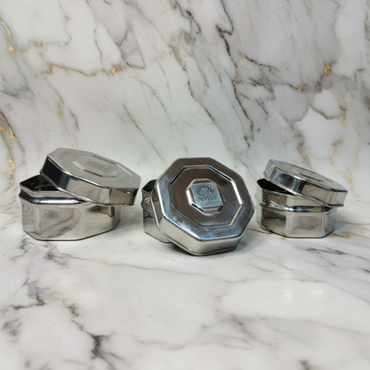 Stainless Steel Square Dibbi Set - Multipurpose Storage Containers (Set of 3 pcs) for Kitchen, Spice, and Snacks