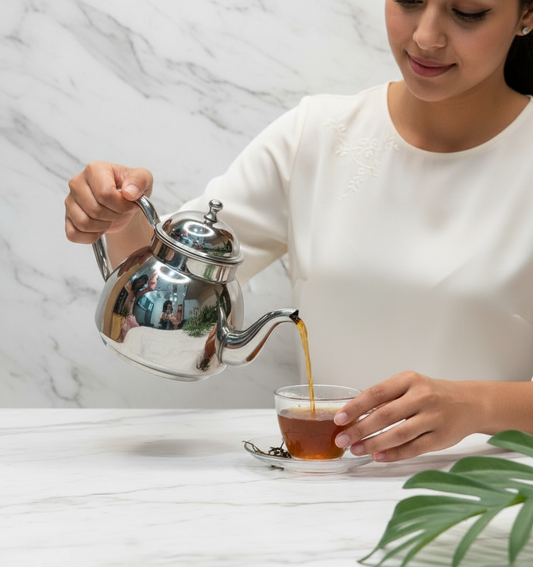 Stainless Steel Tea Pot/Tea Kettle with Mirror Finish – Durable and Elegant Silver Tea Pot for Modern Kitchens