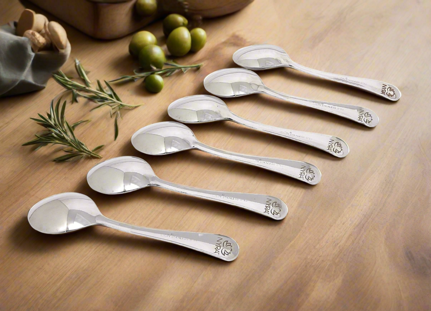 Stainless Steel Spoons Set of 6 | Dinner Spoon | Food Grade Silverware for Home & Kitchen | Mirror Polished