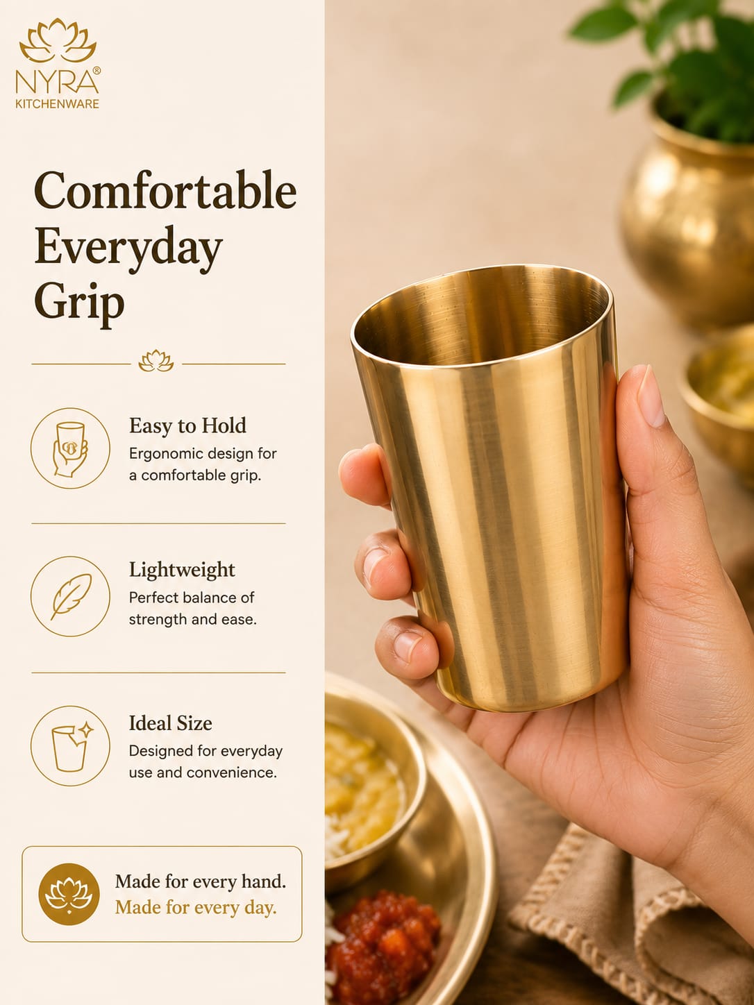 Pure Bronze Water Glass (Kansa / Phool) | Ayurvedic Drinking Tumbler