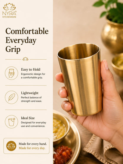 Pure Bronze Water Glass (Kansa / Phool) | Ayurvedic Drinking Tumbler