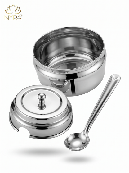 Stainless Steel Ghee/0il Pot Storage Container with Spoon