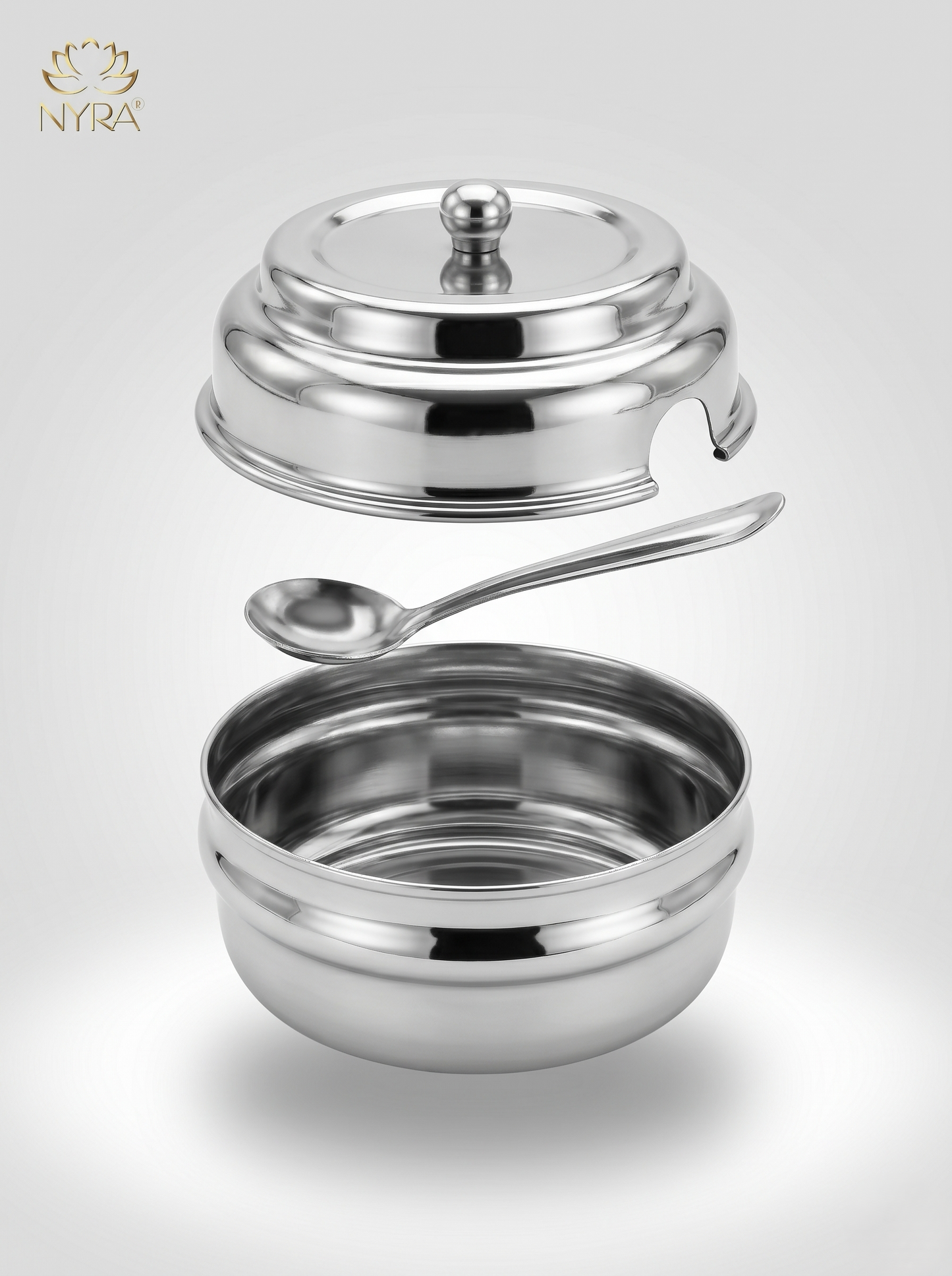 Stainless Steel Ghee Pot & Oil Container | Multipurpose Storage Container with Spoon- 3 Pcs Set