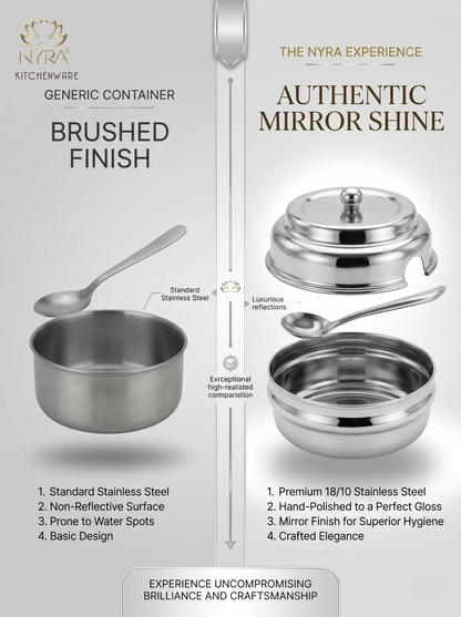 Stainless Steel Ghee Pot & Oil Container | Multipurpose Storage Container with Spoon- 3 Pcs Set
