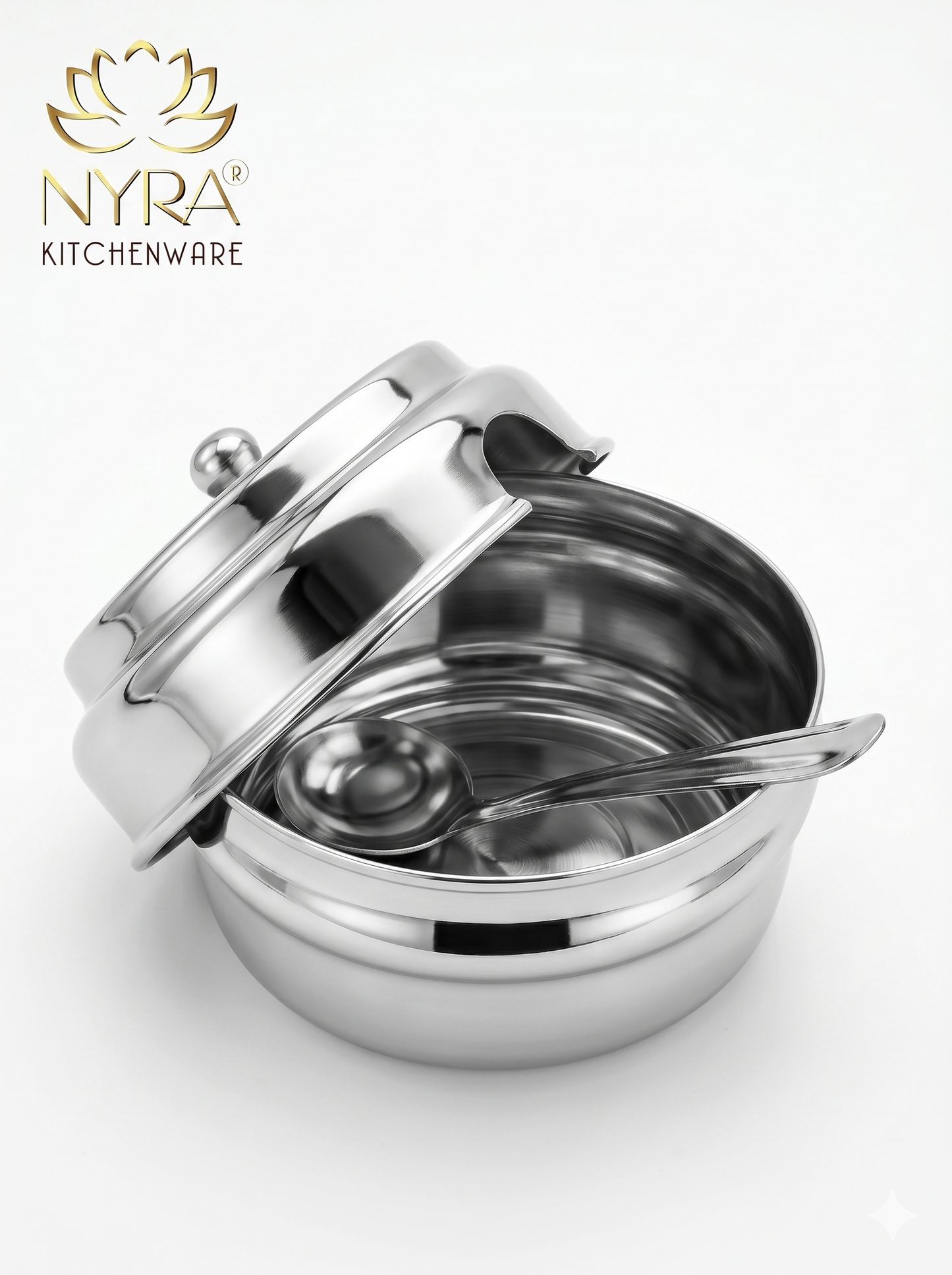 Stainless Steel Ghee Pot & Oil Container | Multipurpose Storage Container with Spoon- 3 Pcs Set