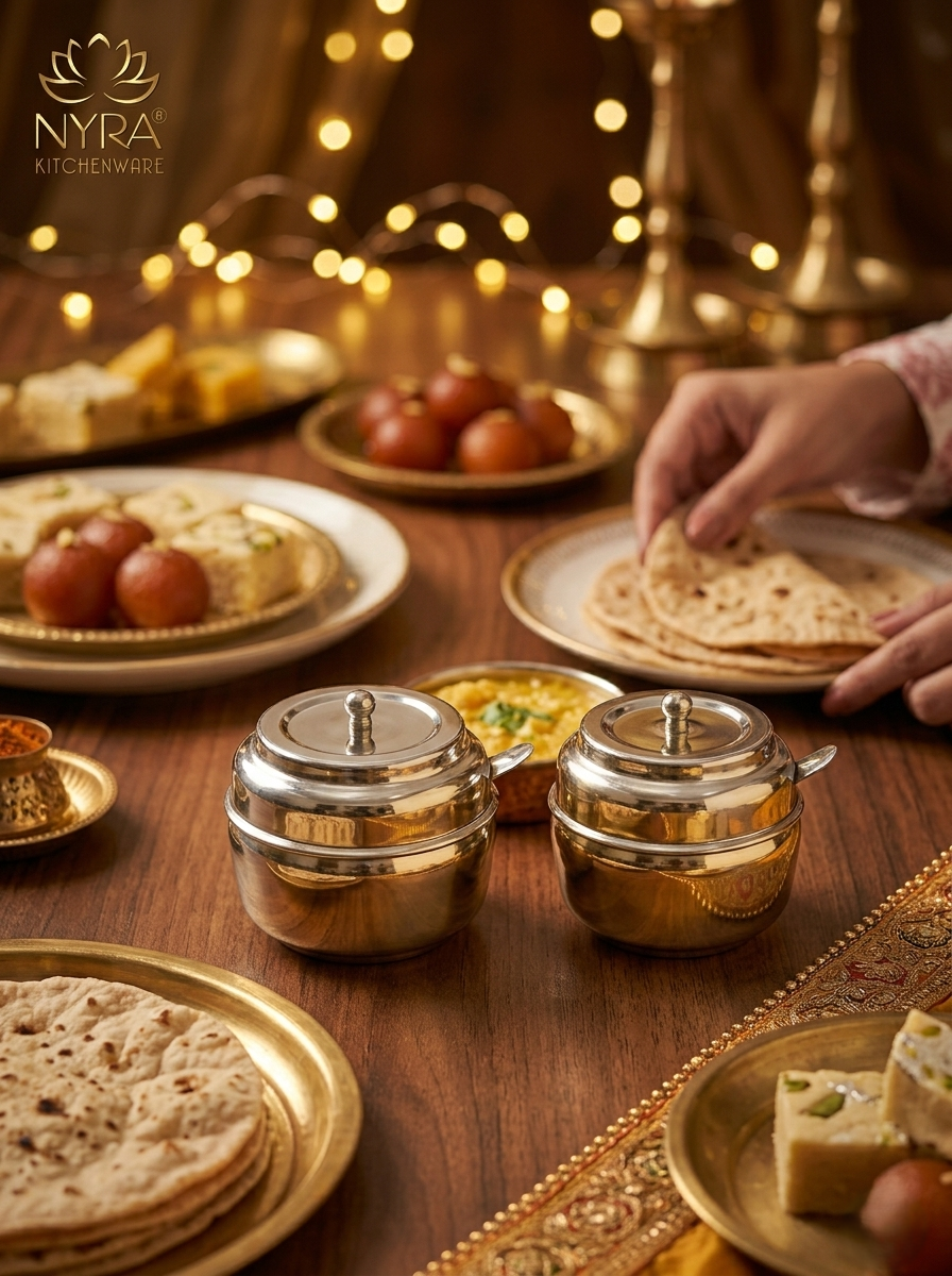 Stainless Steel Ghee Pot & Oil Container | Multipurpose Storage Container with Spoon- 3 Pcs Set