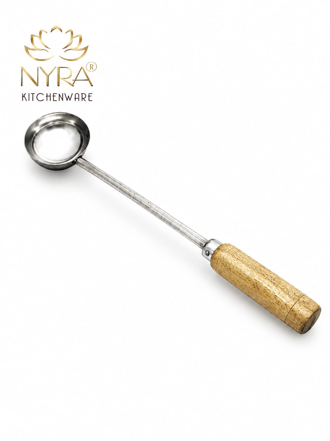 Stainless Steel Ladle/Golchi/Chamcha with Wooden Handle - Premium Serving Kitchen Tool Set