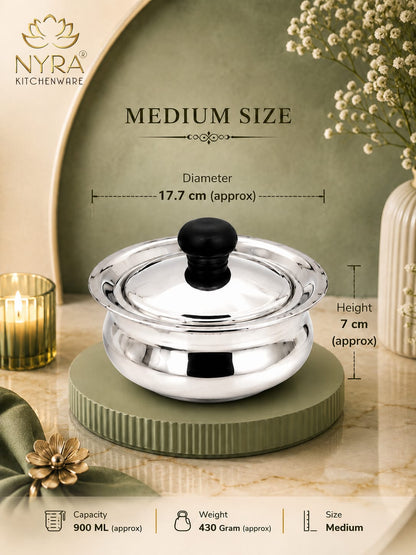 Stainless Steel Biryani Handis with Lid & PVC Knob - Set of 3pcs.