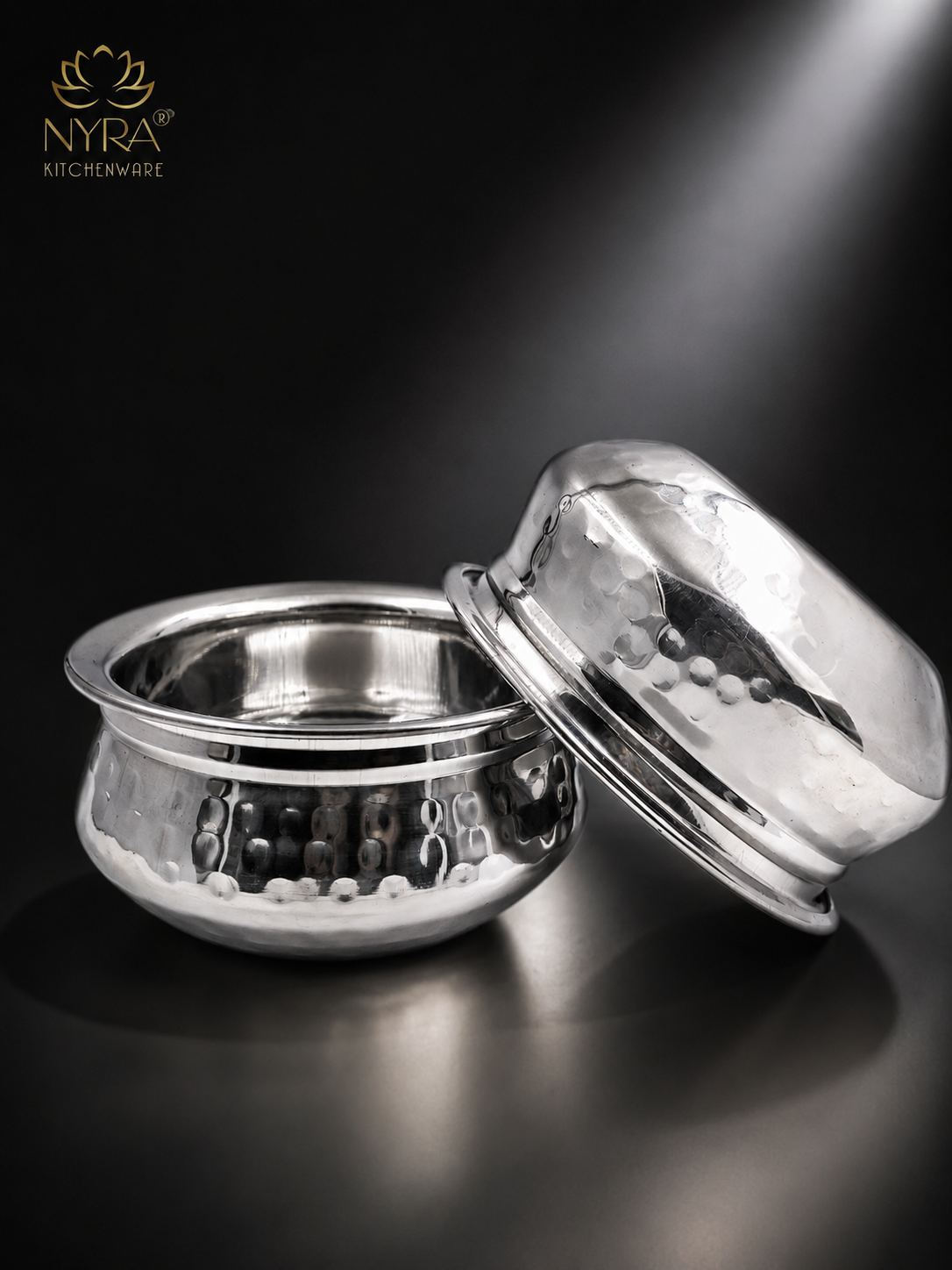 Stainless Steel Hammered Finish Dal Handi - Premium Serveware Set