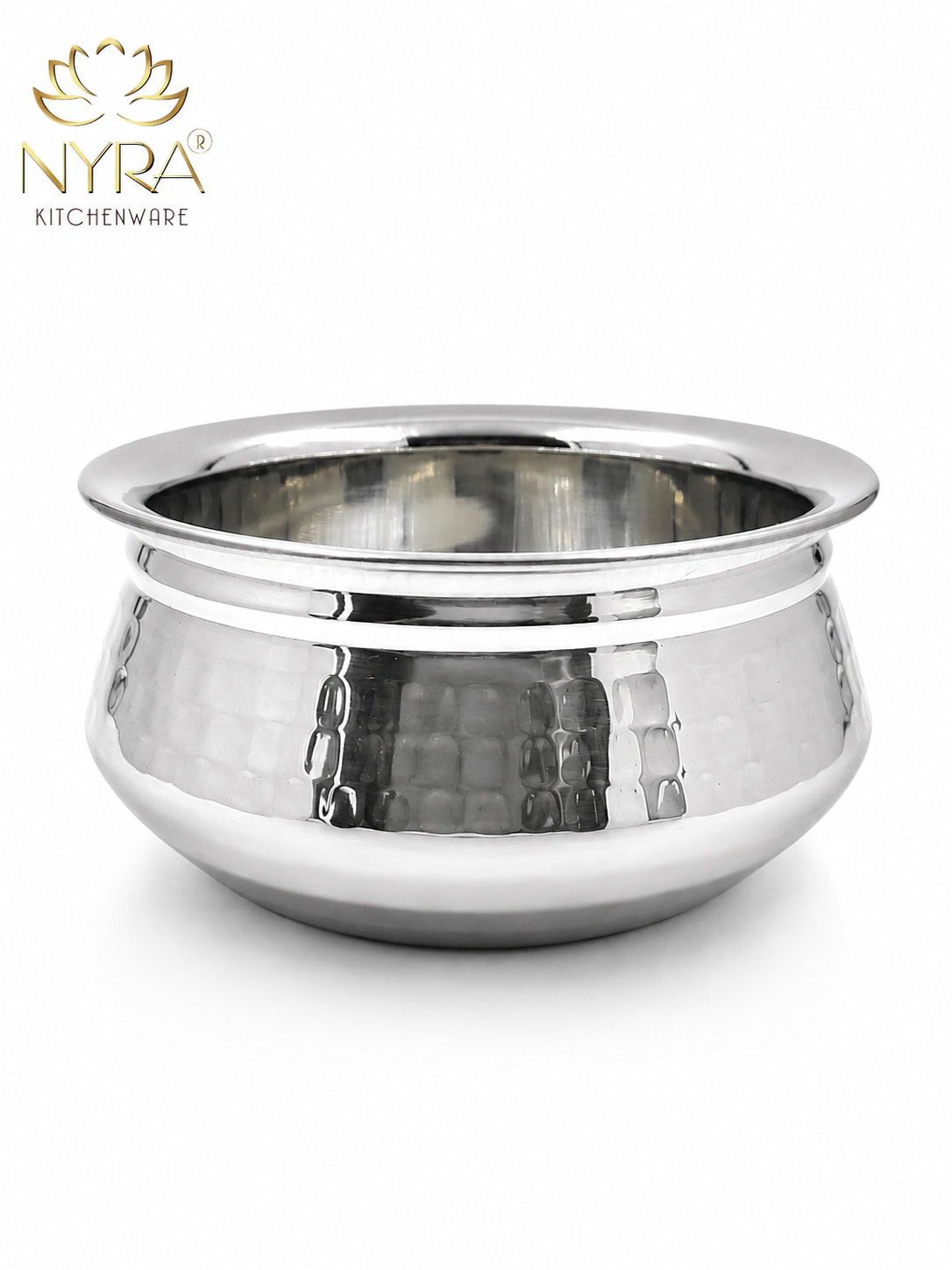 Stainless Steel Hammered Finish Dal Handi - Premium Serveware Set