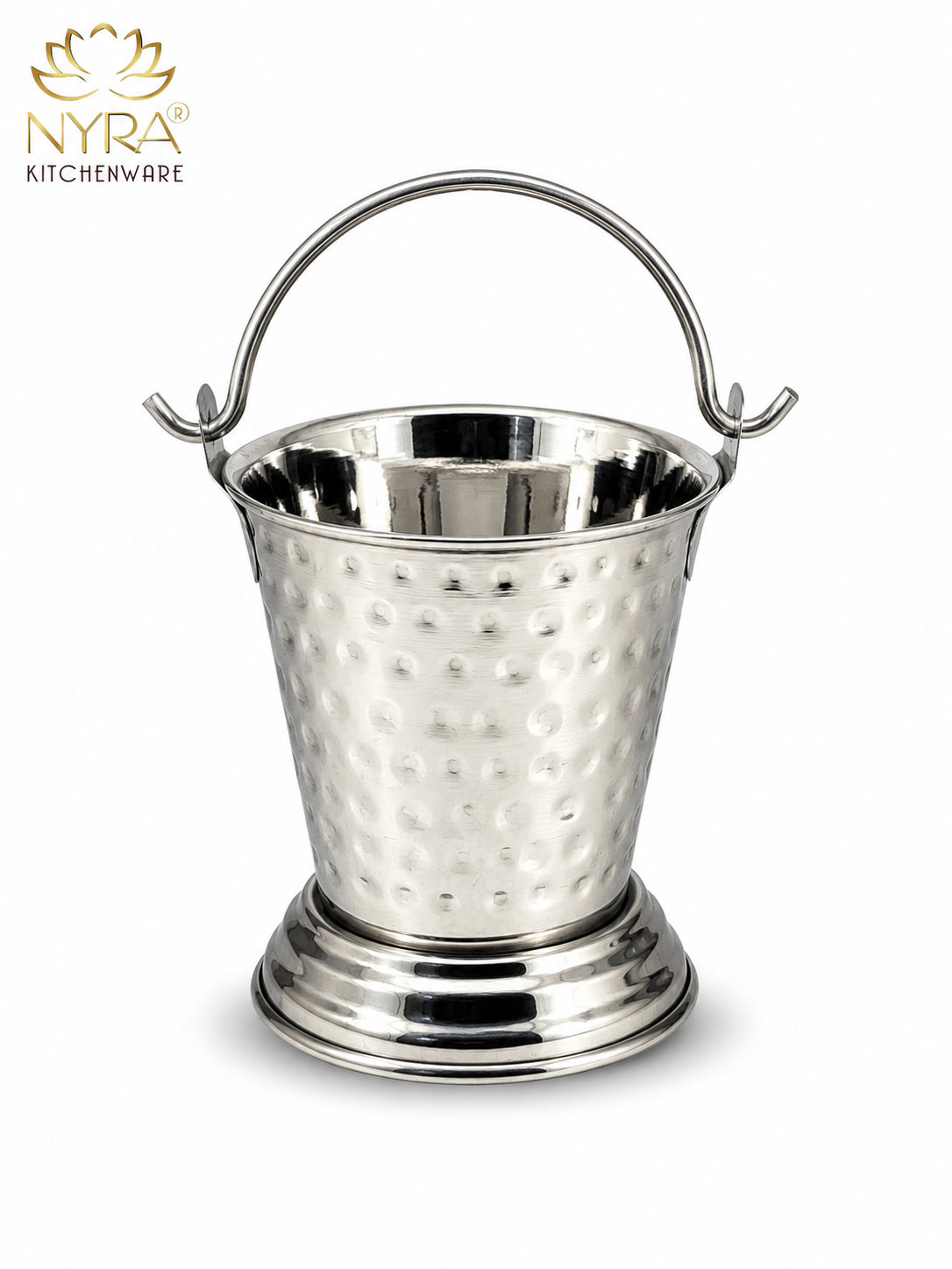 Stainless Steel Mini Balti | Hammered Serving Bucket for Dal, Curry, Raita & Vegetables | Traditional Serveware for Home, Restaurants & Dhabas