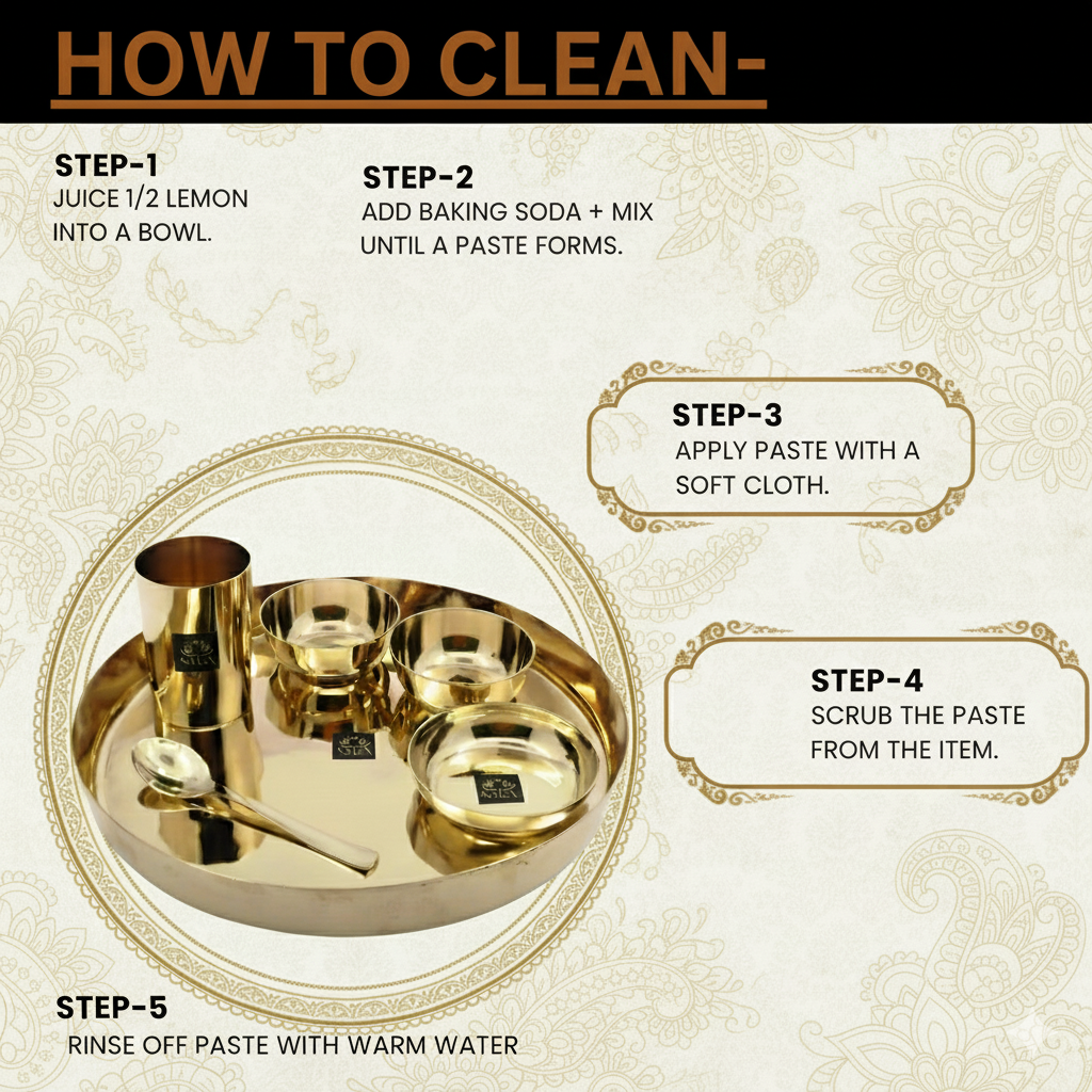 Premium Kansa/Bronze Thali Set of 6pcs. | Traditional Kansa/Phool - Dinner/Thali Set