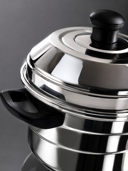 Nyra® Premium Stainless Steel 12-Idli Cooker Pot | 3 Stackable Idli Plates & 2 Steamer/Dhokla Plates | Multi-Purpose Idli Maker