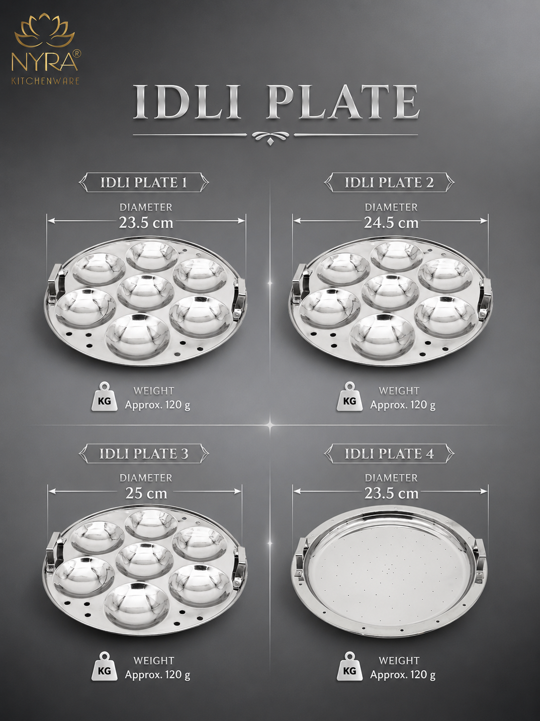 Nyra® Premium Stainless Steel 21-Idli Cooker Pot | Stackable Idli Plates | 21-Cavity Idli Maker & MultiPurpose Steamer