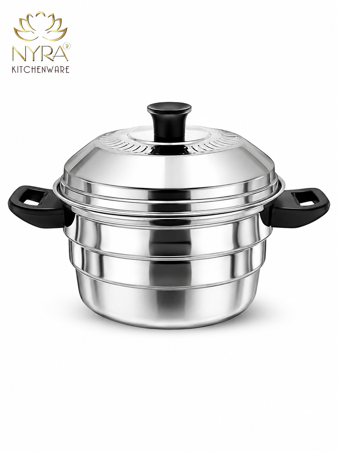 Nyra® Premium Stainless Steel 14-Idli Cooker Pot | Stackable Idli Plates & Steamer/Dhokla Plates | Multi-Purpose Idli Maker