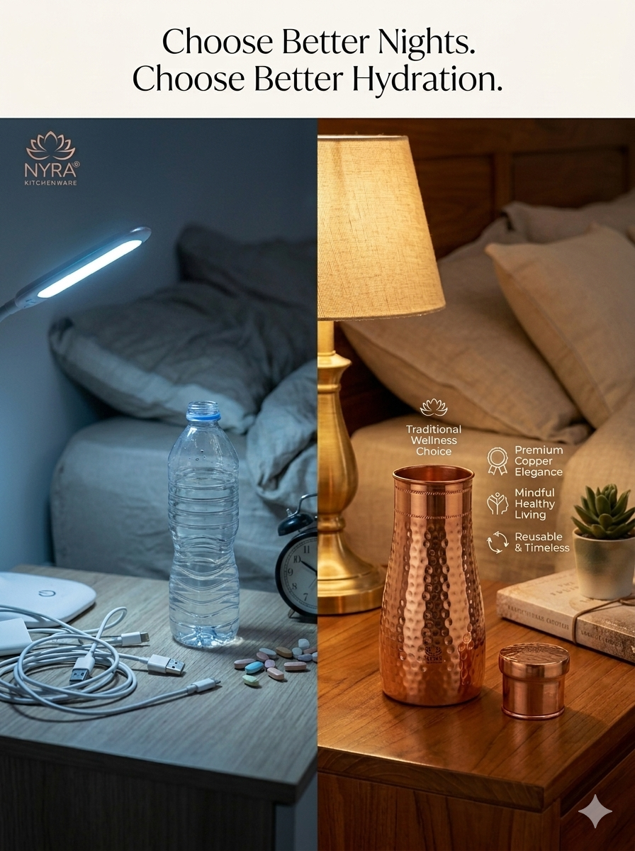 Pure Copper/Tamba Water Bottle | Hand-Hammered | Ayurvedic Health Benefits