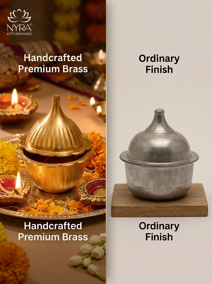 Traditional Brass Sindoor Dani/Kumkum Box | Handmade Brass Sindoor Holder