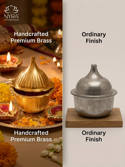 Traditional Brass Sindoor Dani/Kumkum Box | Handmade Brass Sindoor Holder