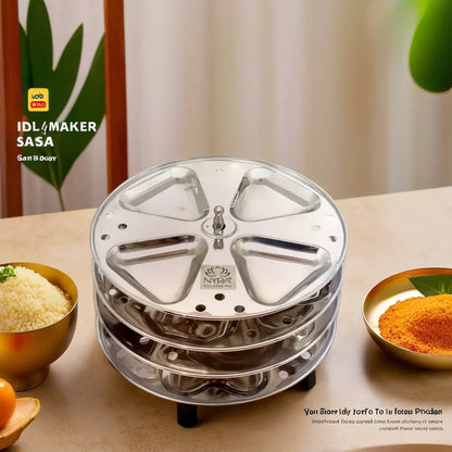 Stainless Steel  3 & 4 Plate Fancy Idly Stand with Unique Designs | Make 12 & 16 Idlies (4 Idli Per Plate )