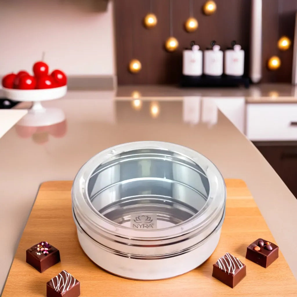 NYRA® Stainless Steel Sweet Box - for Gifting and Storing Sweets