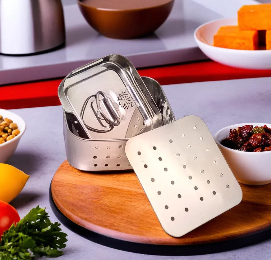 Paneer maker, Stainless steel strainer, Homemade paneer, Kitchenware set, Food-grade steel, Hygienic paneer, Square-shaped mould, Easy paneer preparation, Removable base Top press lid Culinary tools