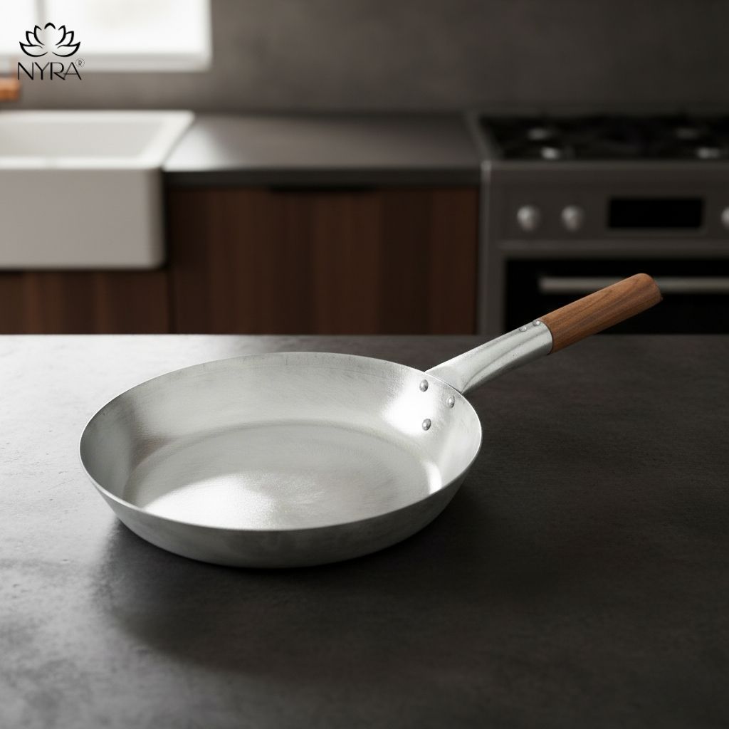 Iron Chinese Fry Pan with Wooden Handle - 4 Sizes
