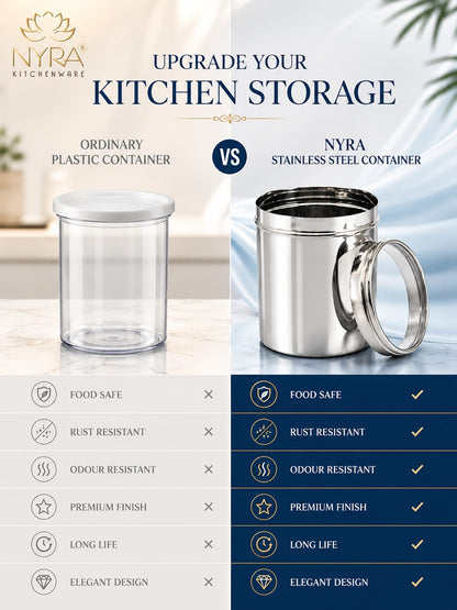 Stainless Steel Multipurpose Kitchen Storage Container/Canister with See-Through Lid