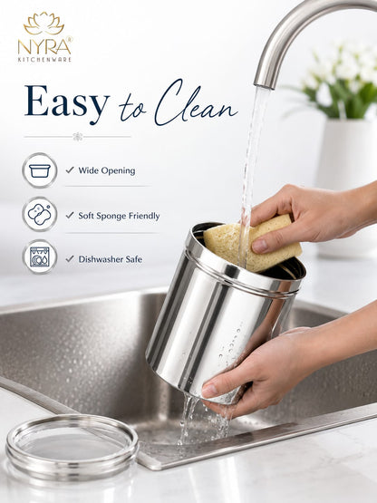 Stainless Steel Multipurpose Kitchen Storage Container/Canister with See-Through Lid