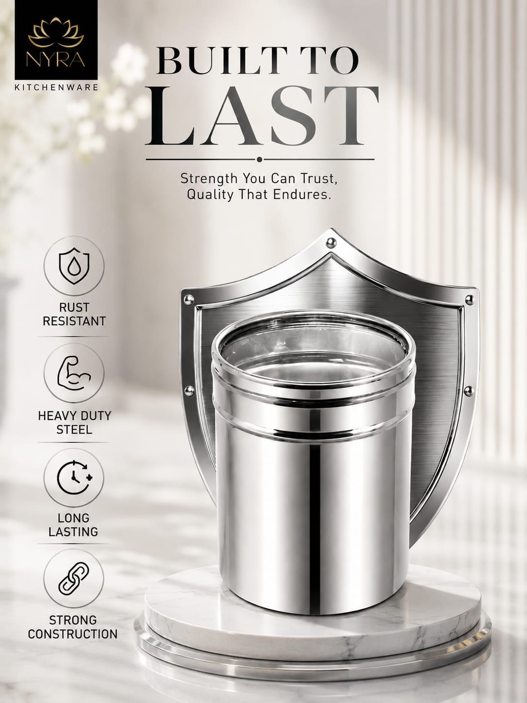 Stainless Steel Multipurpose Kitchen Storage Container/Canister with See-Through Lid
