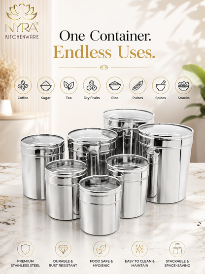 Stainless Steel Multipurpose Kitchen Storage Container/Canister with See-Through Lid