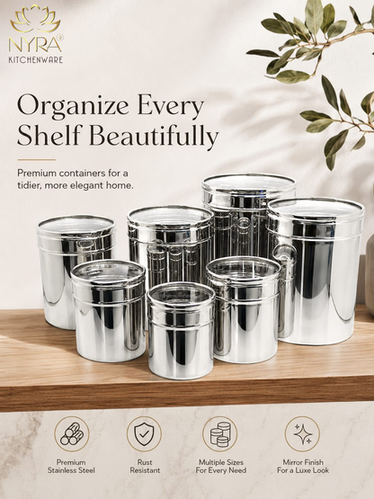 Stainless Steel Multipurpose Kitchen Storage Container/Canister with See-Through Lid