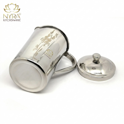 Stainless Steel Laser Printed Jug with Sturdy Handle and Lid - 2 LTR Drinkware
