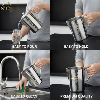 Stainless Steel Laser Printed Jug with Sturdy Handle and Lid - 2 LTR Drinkware