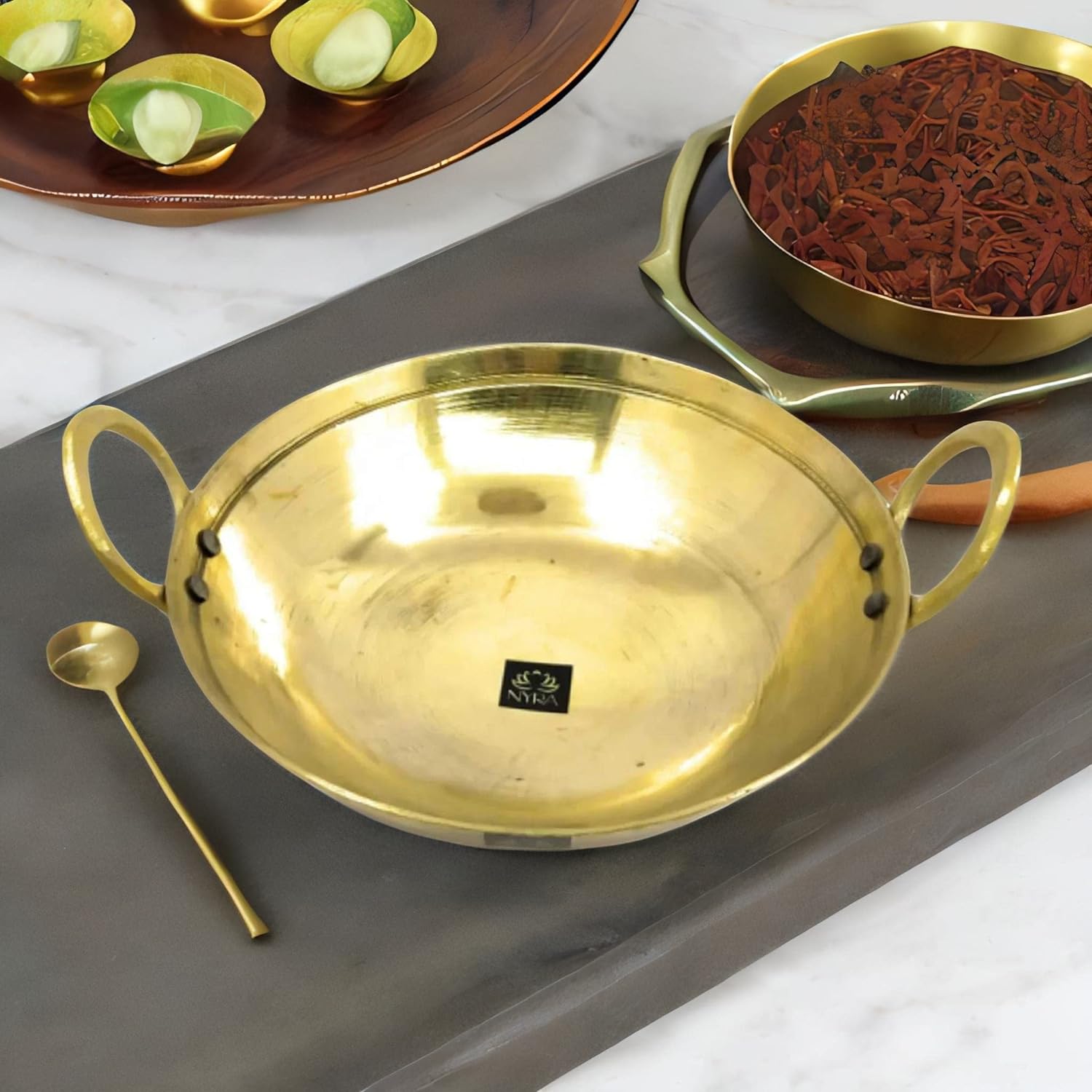 Brass (Pital) Handmade Kadai/ Kadhai/ Karahi For Cooking Premium