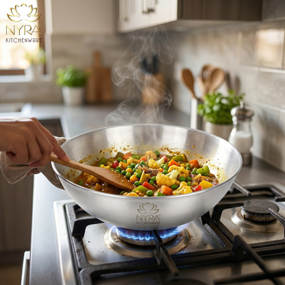 Deep Frying Aluminium Kadhai | Round Tasla Wok - Food Grade & Multipurpose