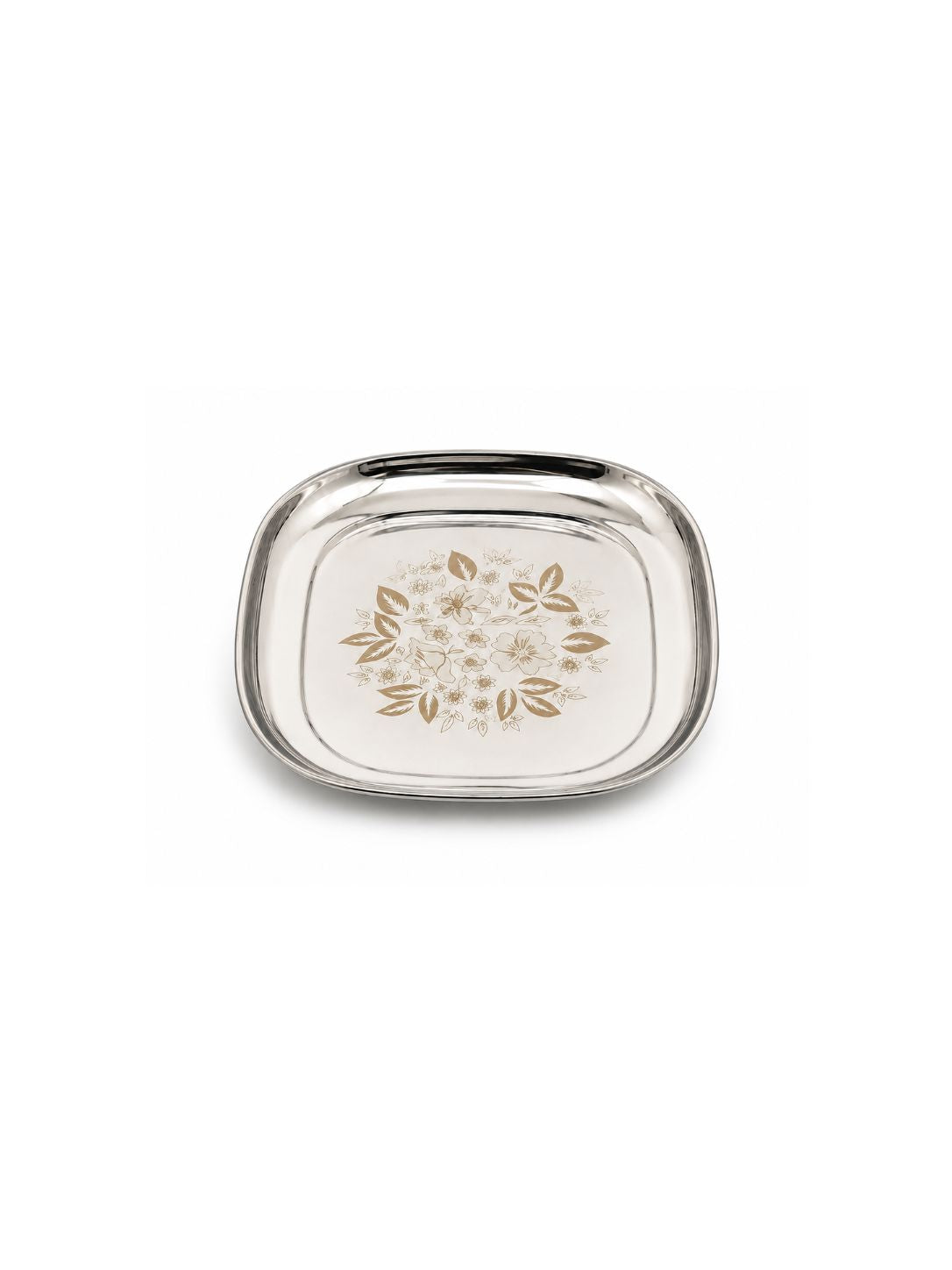 Elegant Stainless Steel Quarter Plates Set - Glossy Finish & Laser Design