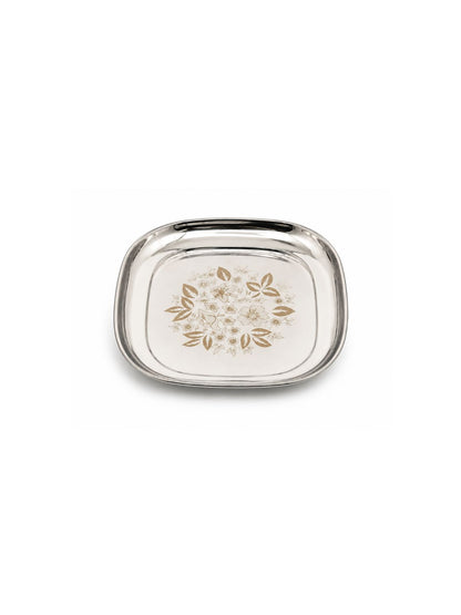 Elegant Stainless Steel Quarter Plates Set - Glossy Finish & Laser Design