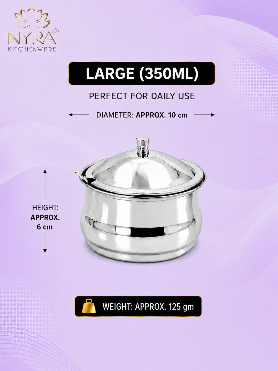 Stainless Steel Ghee Pot With Spoon | Oil/Ghee Storage Container
