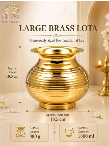 Pure Brass Kalash | Peetal Lota - Avaiable in 3 sizes