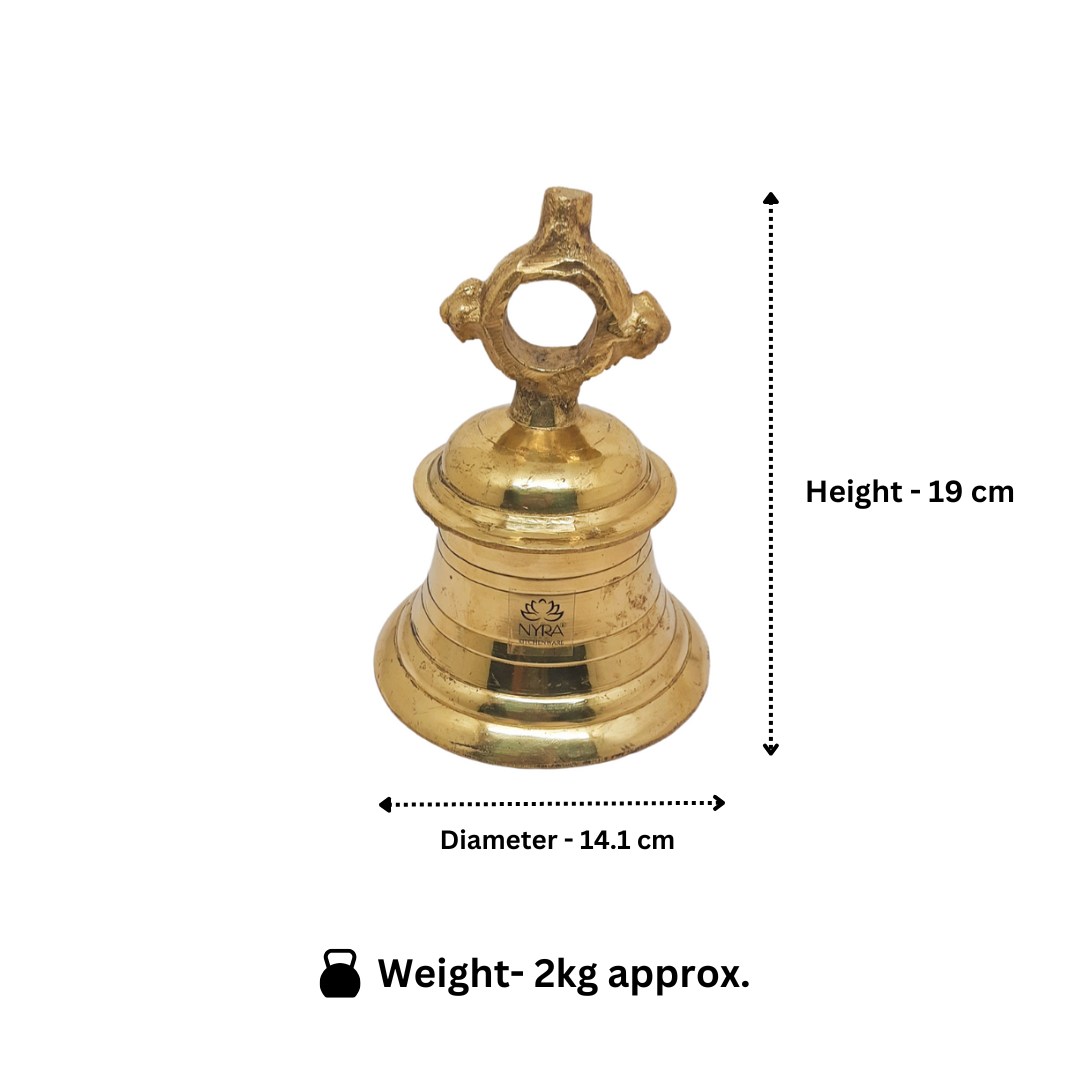 Pure Brass Temple Ghanta (2kg) – Traditional Handcrafted Puja Bell for Homes & Temples