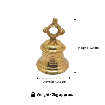 Pure Brass Temple Ghanta (2kg) – Traditional Handcrafted Puja Bell for Homes & Temples