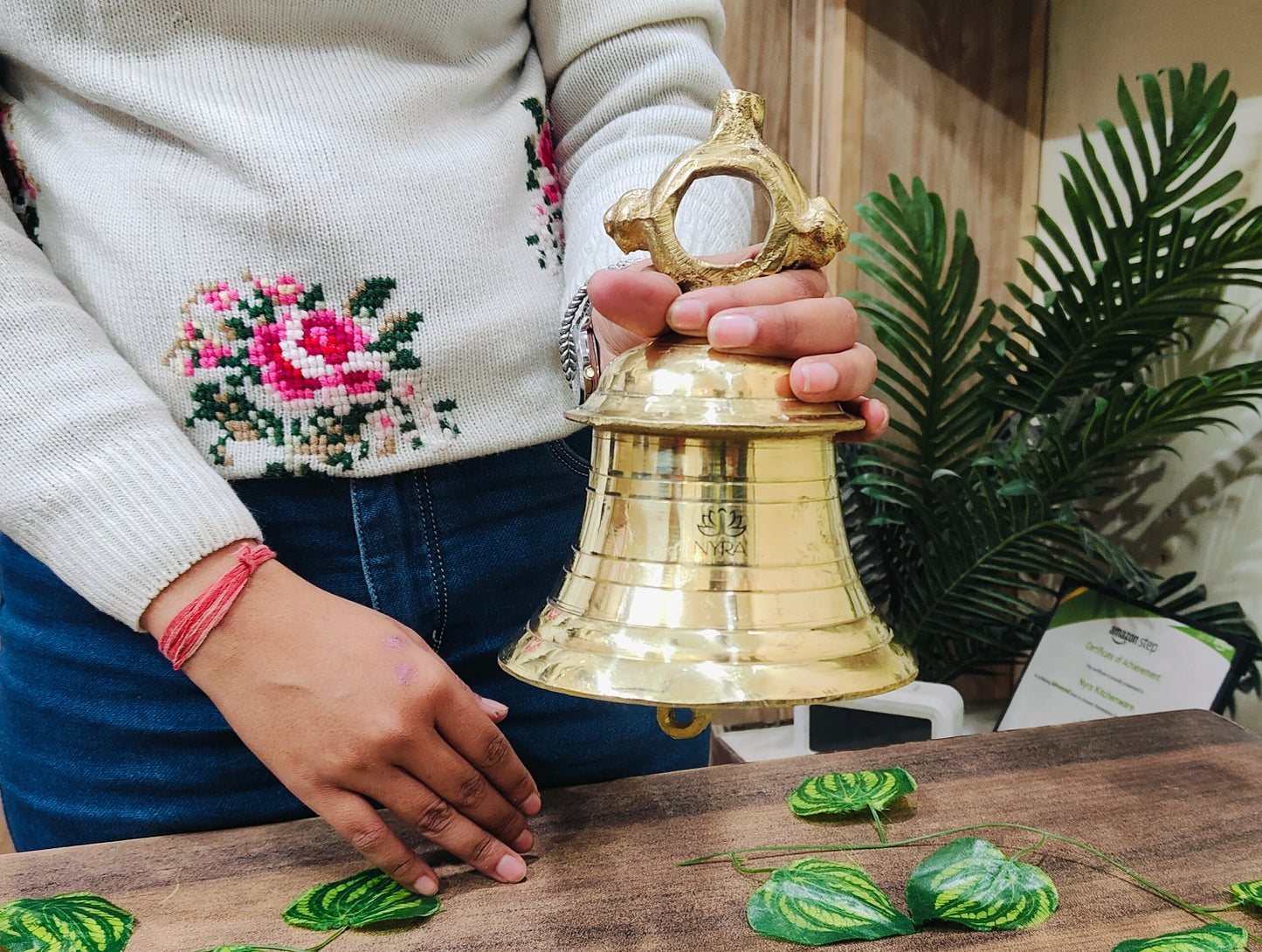 Pure Brass Temple Ghanta (2kg) – Traditional Handcrafted Puja Bell for Homes & Temples