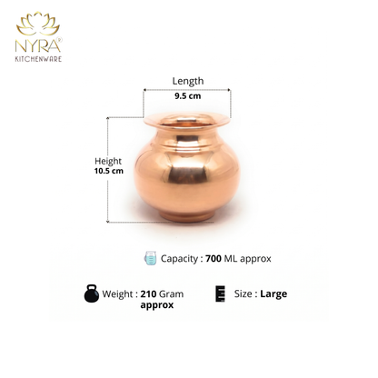 Premium Copper Lota | Health Benefits - Traditional Tamba Kalash - 4 Sizes