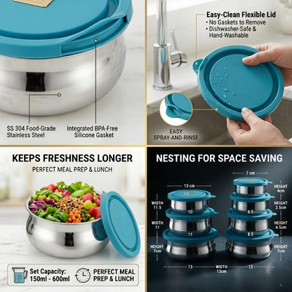 Air-tight Stainless Steel Container Set - Premium Leak-Proof Dibbi