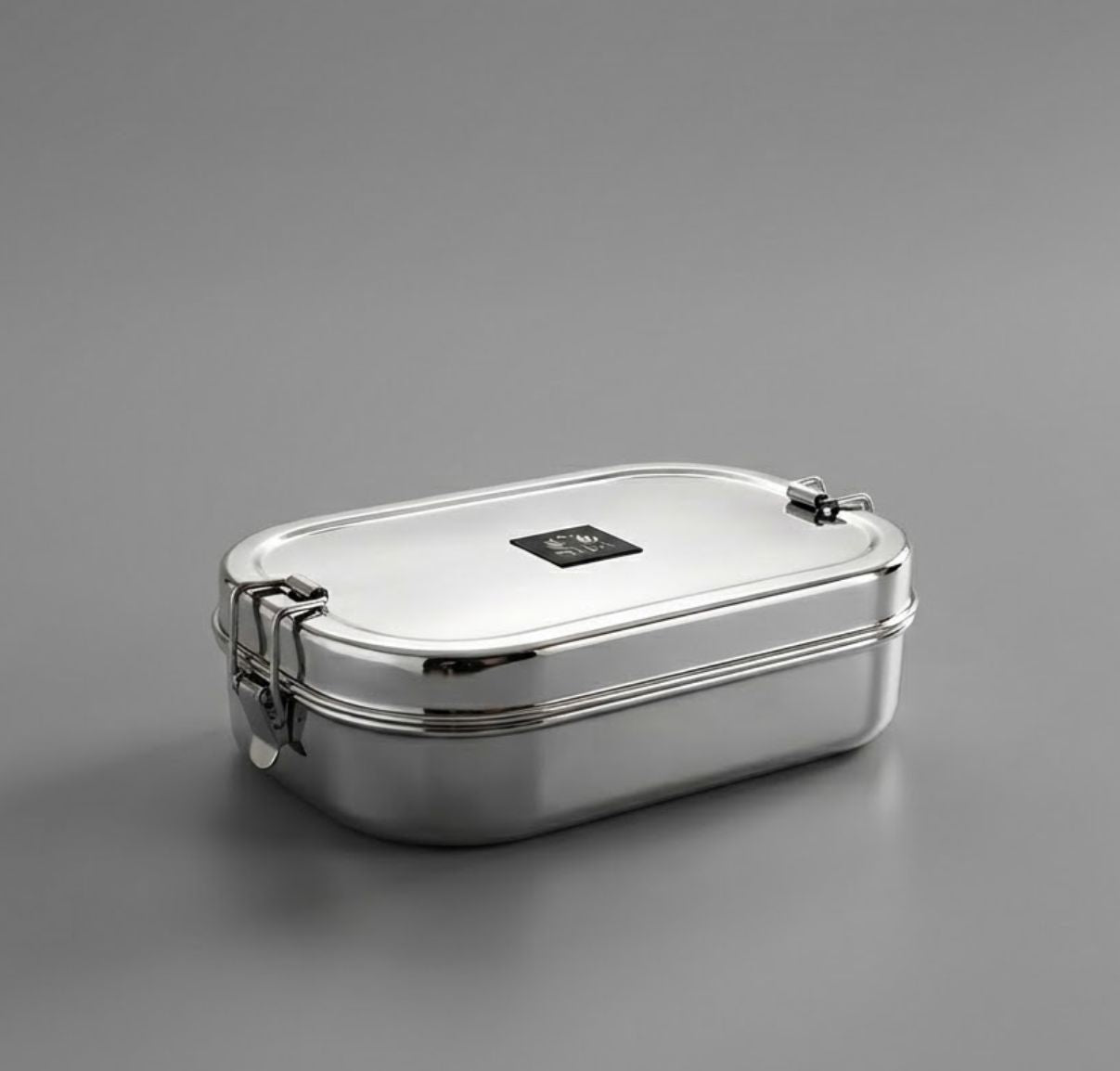 Stainless Steel Rectangular Lunch Box | Leak-Proof Tiffin with Inner Container & Locking Clip