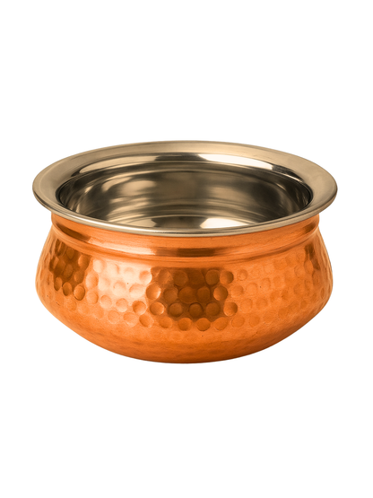 Premium Copper Handi Insulated with Stainless Steel | Traditional Serving Pot/Tableware for Homes, Restaurants & Hotels