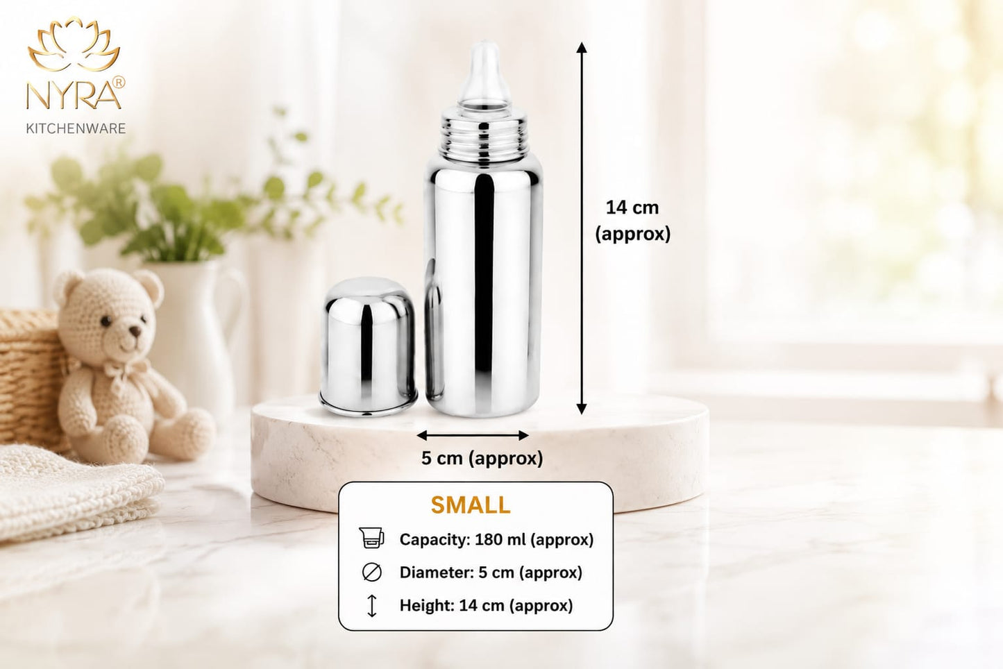 Stainless Steel Baby Feeding Bottle | Anti-Colic, Leak-Proof & BPA-Free