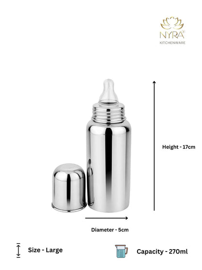 Stainless Steel Baby Feeding Bottle  | Anti-Colic, BPA-Free, Leak-Proof, Unbreakable | Ideal for Newborns & Toddlers l Medium-Flow Nipple
