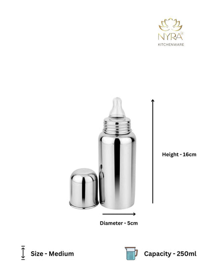 Stainless Steel Baby Feeding Bottle  | Anti-Colic, BPA-Free, Leak-Proof, Unbreakable | Ideal for Newborns & Toddlers l Medium-Flow Nipple